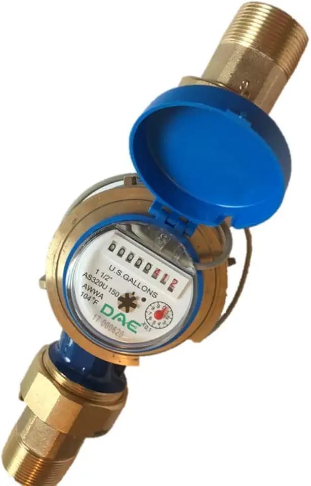DAE AS320U-150P 1-1/2" Water Meter with Pulse Output, Measuring in Gallon + Coupling