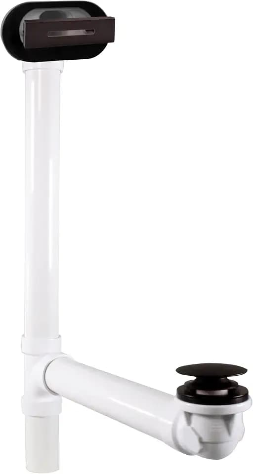 Westbrass D493244LD-12 19" Bath Waste Assembly with Tip-Toe Drain Plug and Linear Overflow Faceplate - SCH. 40 PVC, Oil Rubbed Bronze