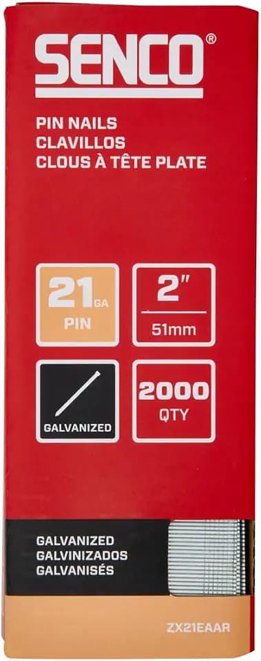 SENCO ZX21EAAR 2" 21 Gauge Pin Nails, Galvanized Finish 2,000 Count Pack