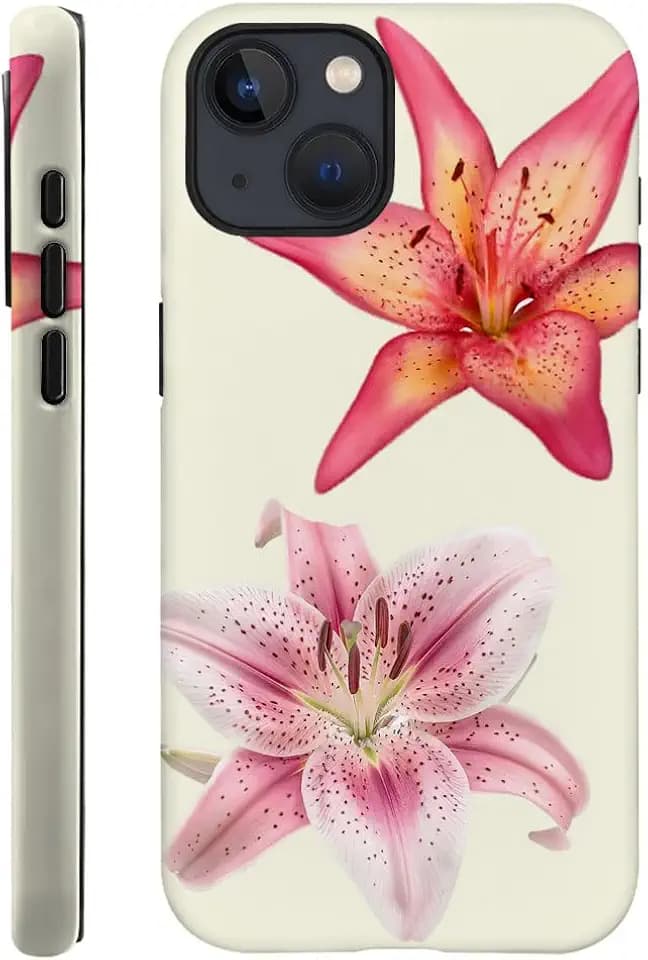 Compatible with iPhone 14,Durable & Shockproof Phone Case Cover Design - Pink Lily Flower