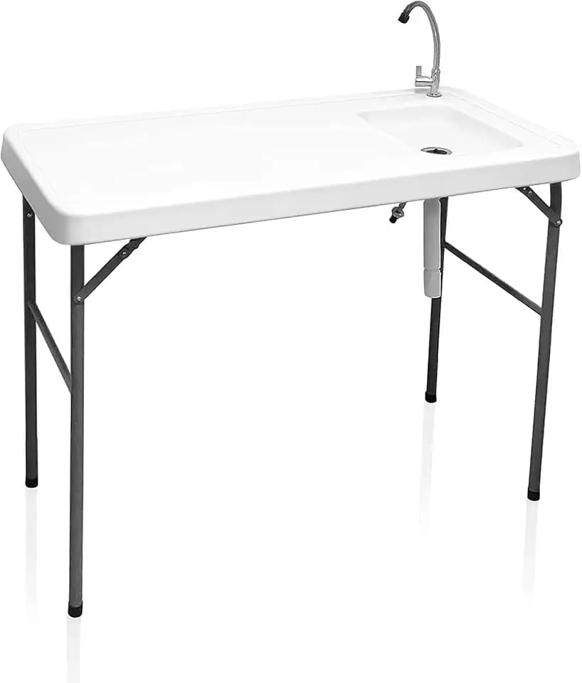 Fish Cleaning Table with Sink, Folding Portable Station
