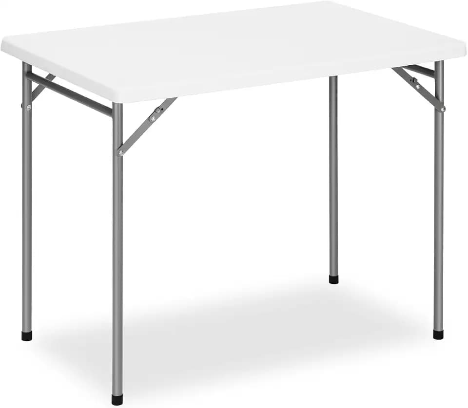 3ft Rectangular Folding Table for All-Occasion, Foldable Table with HDPE Tabletop and Steel Legs, Durable and Stable Small Folding Table, Perfect for Camping, Picnic, Party, Indoor & Outdoor