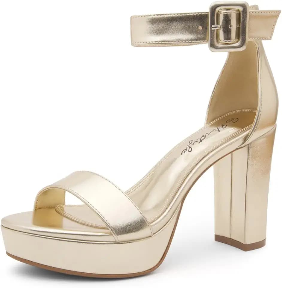 Herstyle Women’s Chunky Platform Heels – 4 Inch Block Heeled Sandals, Open Toe Dressy Strappy Heels with Ankle Strap for Wedding, Prom, Party & Graduation