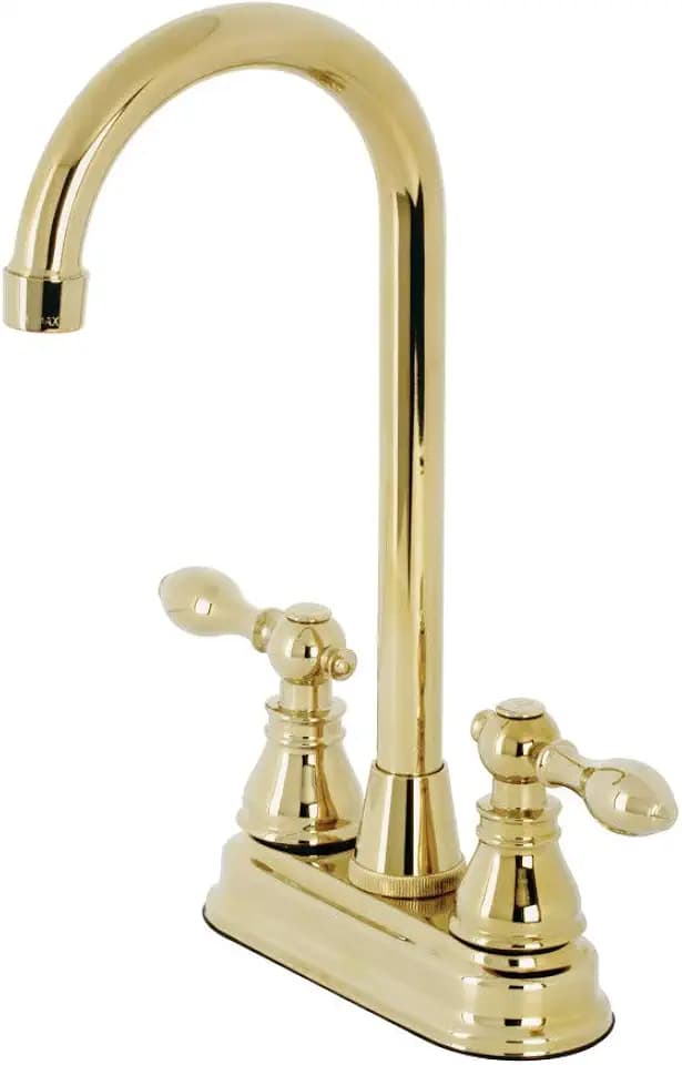 Kingston KB492ACL 4" Centerset High-Arc Bar Faucet, Polished Brass