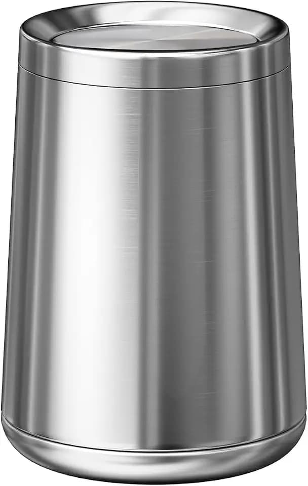 8L/2.1GAL Brass Garbage can,Brushed Nickel Bathroom Trash can with Lid,Stainless Steel,Samll Wasebasket for Bathroom,Powder Room,Bedroom,Laundry Room (silver-32-8l)