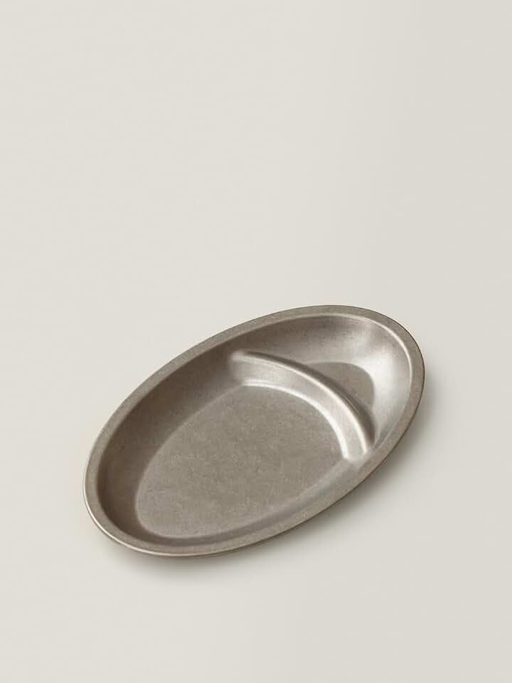 WENSHUO 2-Piece Stainless Steel Divided Plates, Oval (8.2 x 5.0 in)