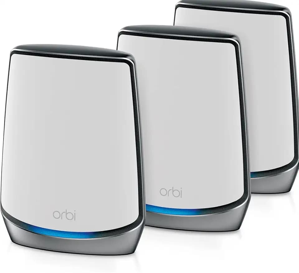 NETGEAR Orbi WiFi 6 Mesh WLAN System (RBK853) | Triband Mesh, Router mit 2X Satelliten | WLAN-Abdeckung bis zu 525 m², über 100 Geräte bis 6 GBit/s (AX6000)| einfache App Installation