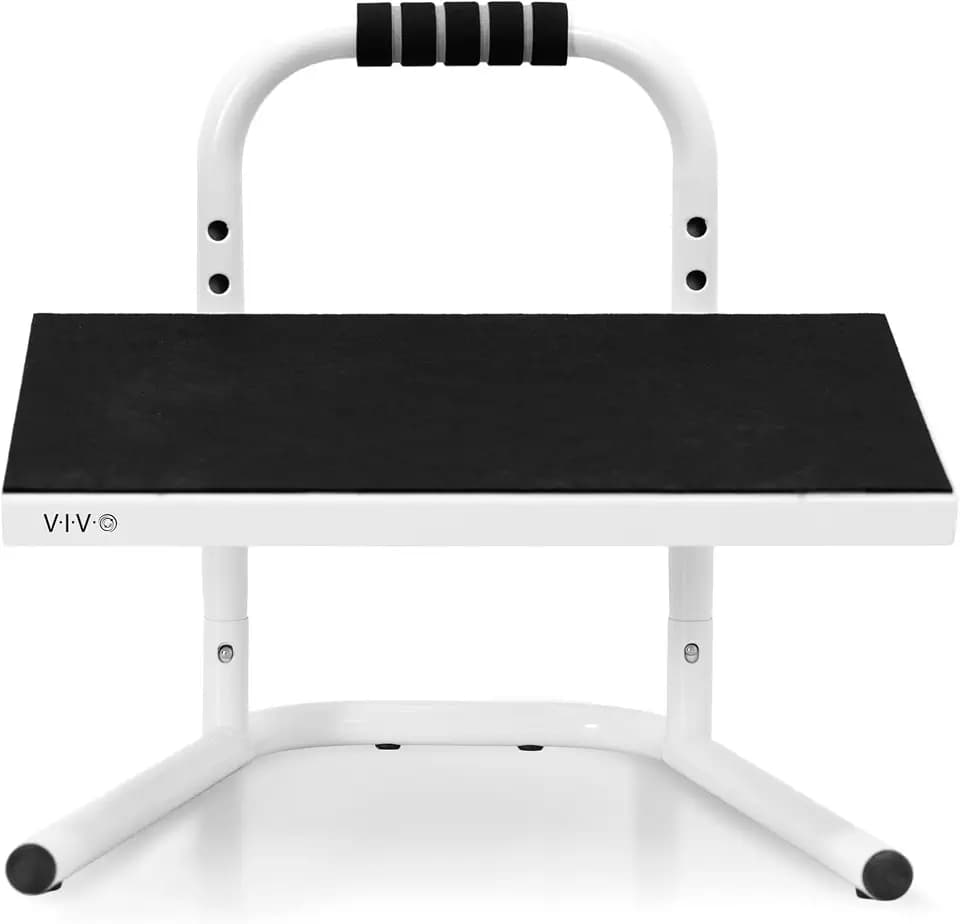 VIVO White Ergonomic Height Adjustable Foot Rest Platform, STAND-FT01W