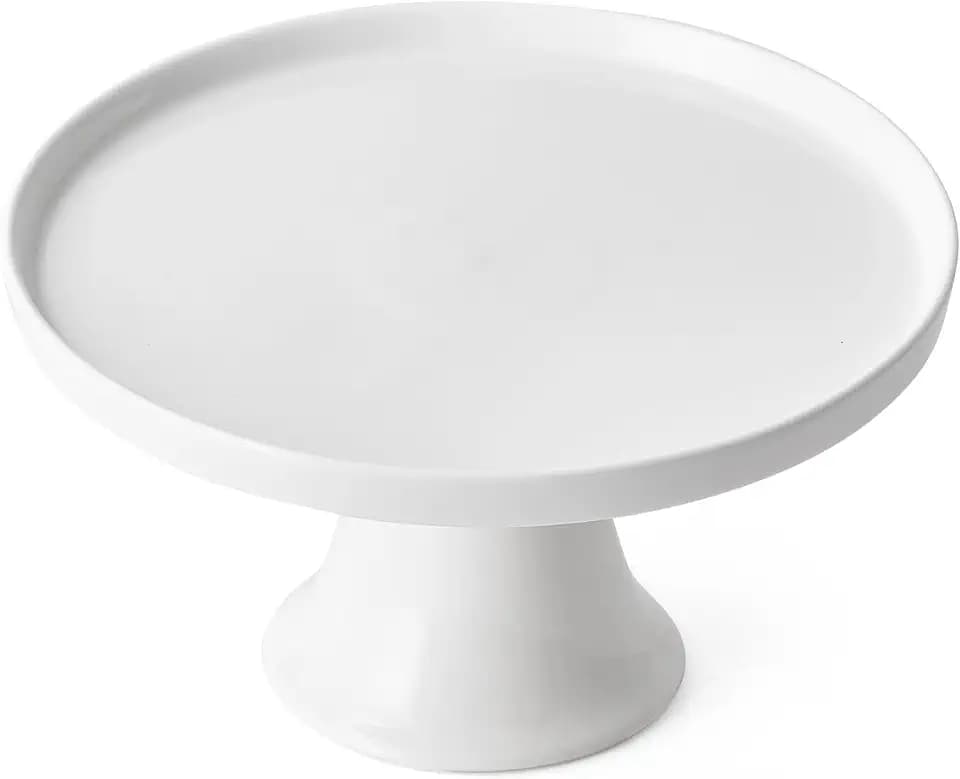 7.8 Inch Small Cake Stand, White Ceramic Cake Holder, Round Dessert Stand for Cupcake, Cookie, Pie, Fruit, Cake Plate for Party, Wedding, Birthday, Baby Shower, Decorative Display Pedestal Stand Tray
