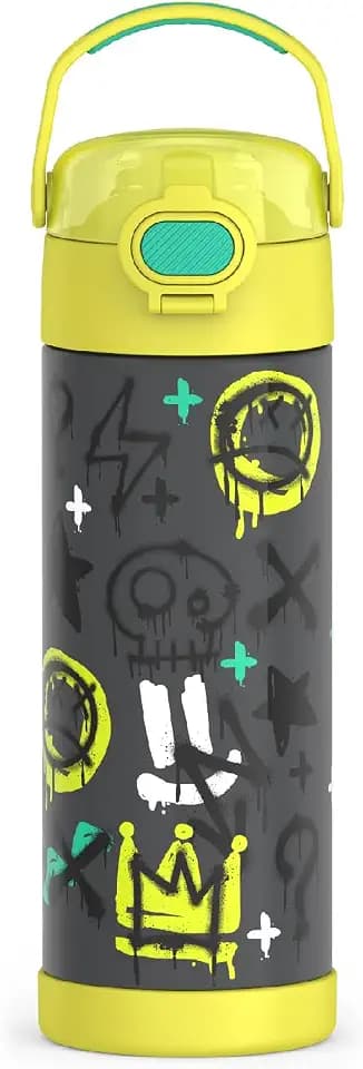 THERMOS FUNTAINER Water Bottle with Spout, 16oz, Graffiti Boy