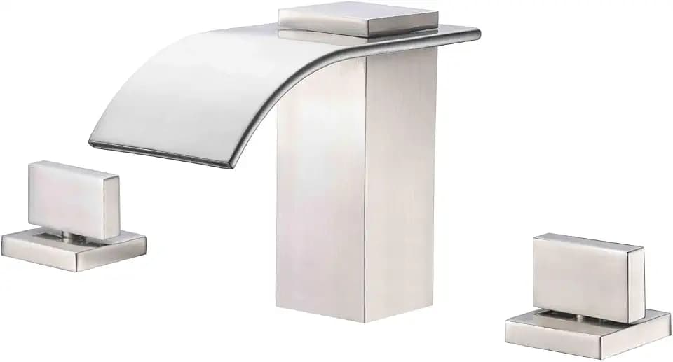 sumerain Roman Tub Faucet Brushed Nickel 3 Hole Widespread Bathtub Faucet with High Flow Waterfall Spout