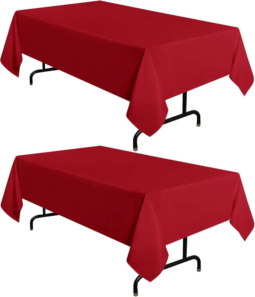 sancua 2 Pack Red Tablecloths 60x102 Inch for 6 Feet Rectangle Tables