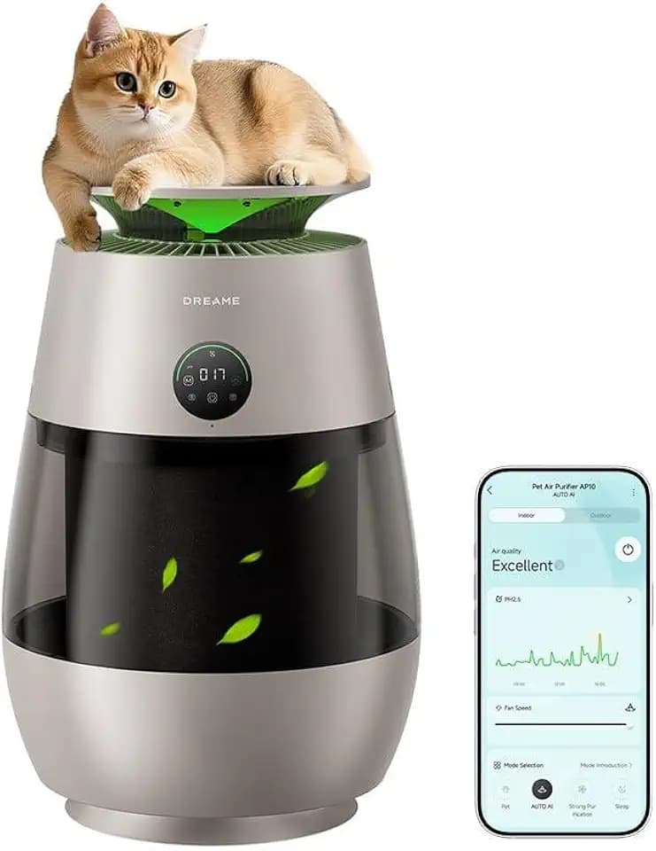 Dreame Pet Air Purifier AP10, Suck Up Floating Cat Dog Hair Dander, Gold