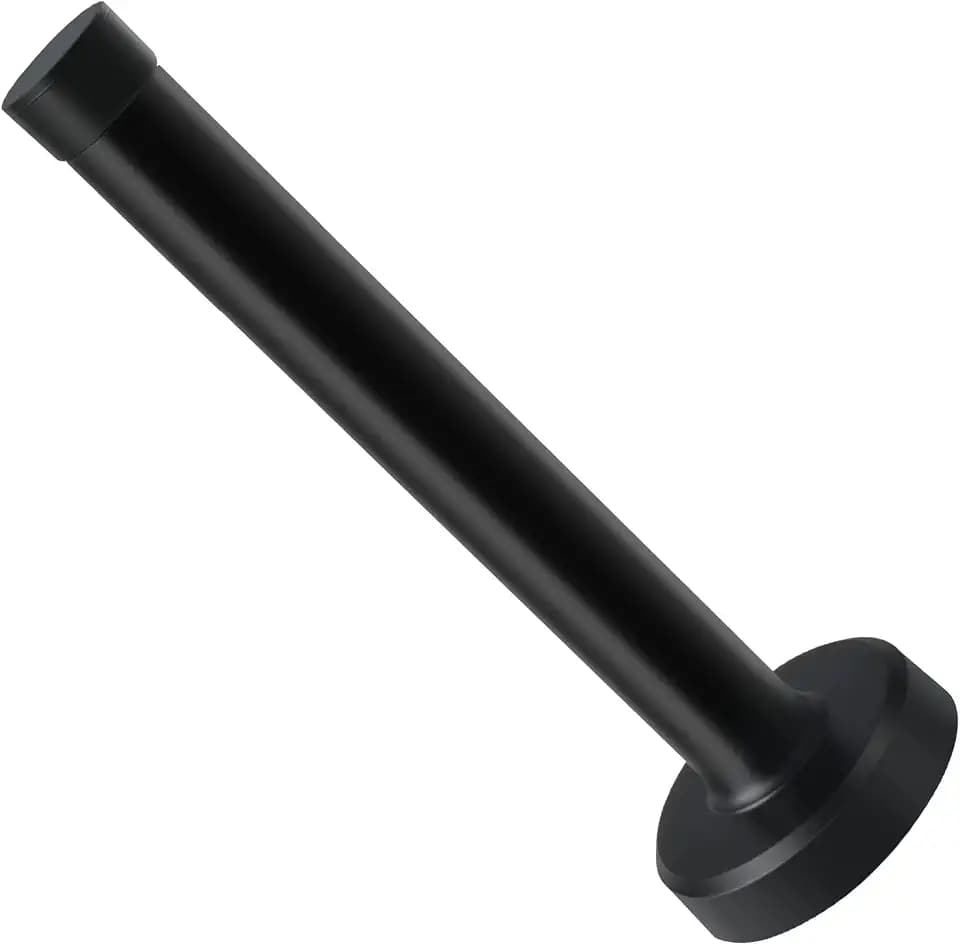 KOLAKO Door Stops, Stainless Steel Doorstop, 5 Inch(120mm) Long Door Stopper with Rubber Bumper Tip, Cylindrical Door Holder Wall Protector, Black