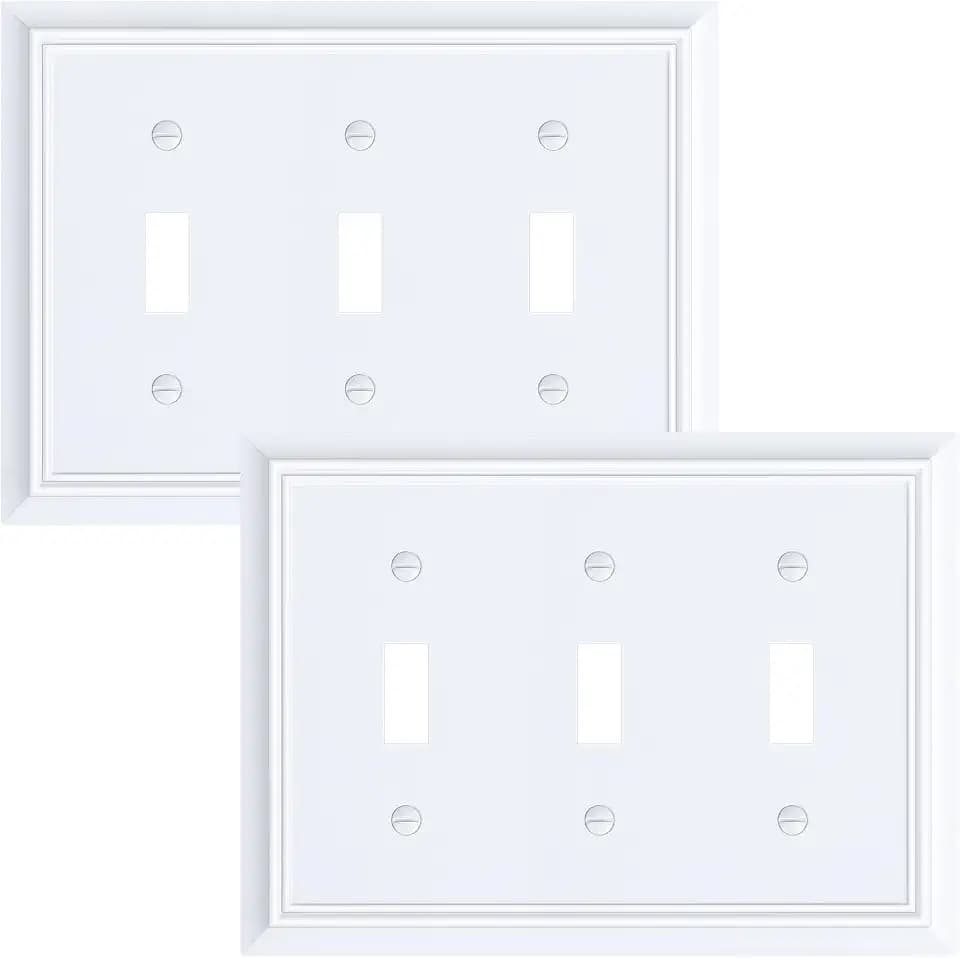 2-Pack Natural Bamboo Fiber Triple Toggle Light Switch Cover Plate