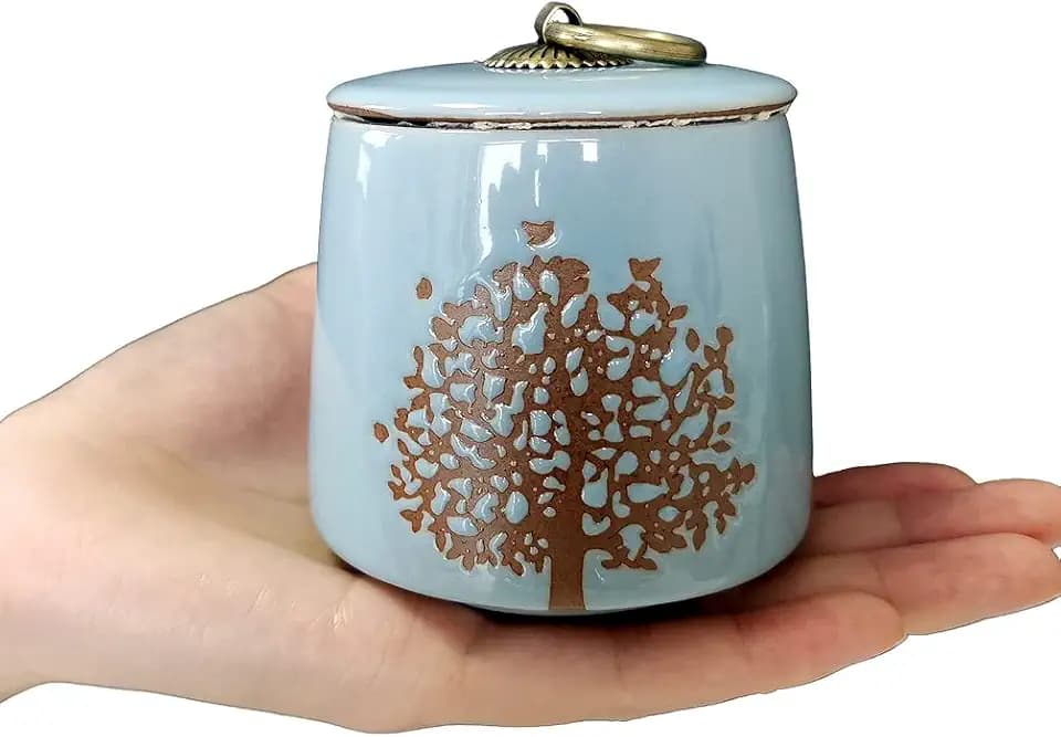 Small Cremation Urns for Human Ashes Adult Male Female - Tree of Life Blue Decorative Urns Mini Pet Urn for Dogs Cats Ashes Keepsake Memorial Box Funeral Set Burial Urns for Cremated Remains Ash Vial