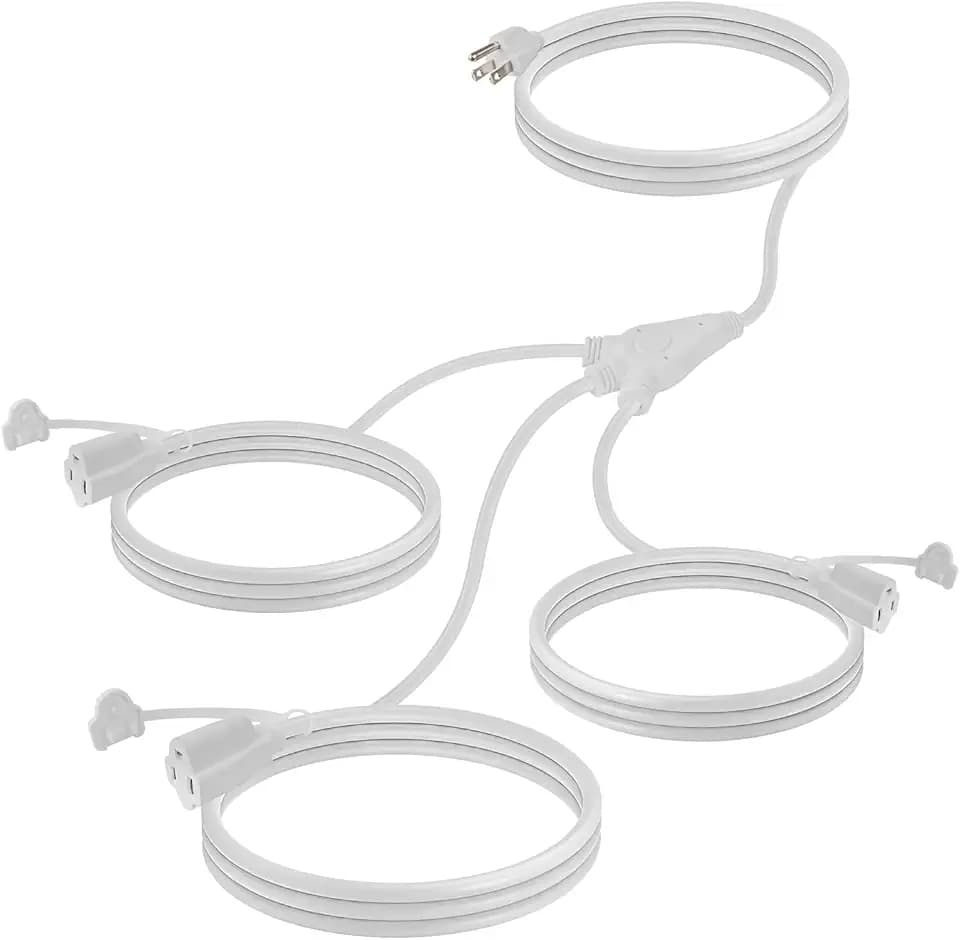 EP 25 FT 16/3 SJTW Indoor Extension Cord 1 to 3 Splitter, White