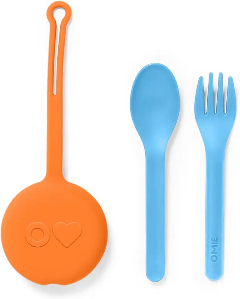 Omie OmieBox Kids Fork & Spoon Set with Travel Case (Sunrise)