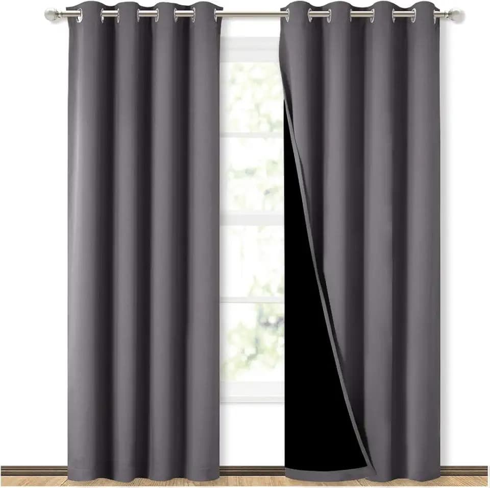 NICETOWN Grey Full Shade Curtain Panels for Dining Room 52x84 in 2 Panels