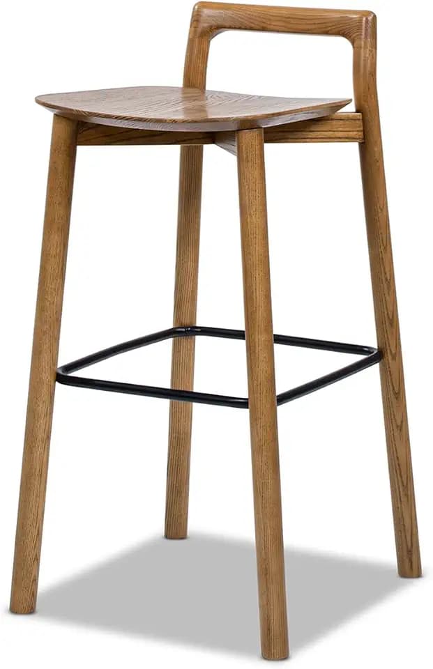 Jennifer Taylor Home Sven 30" Modern Minimalist Low Back Wood Barstool, Dark Brown Walnut Ash Wood