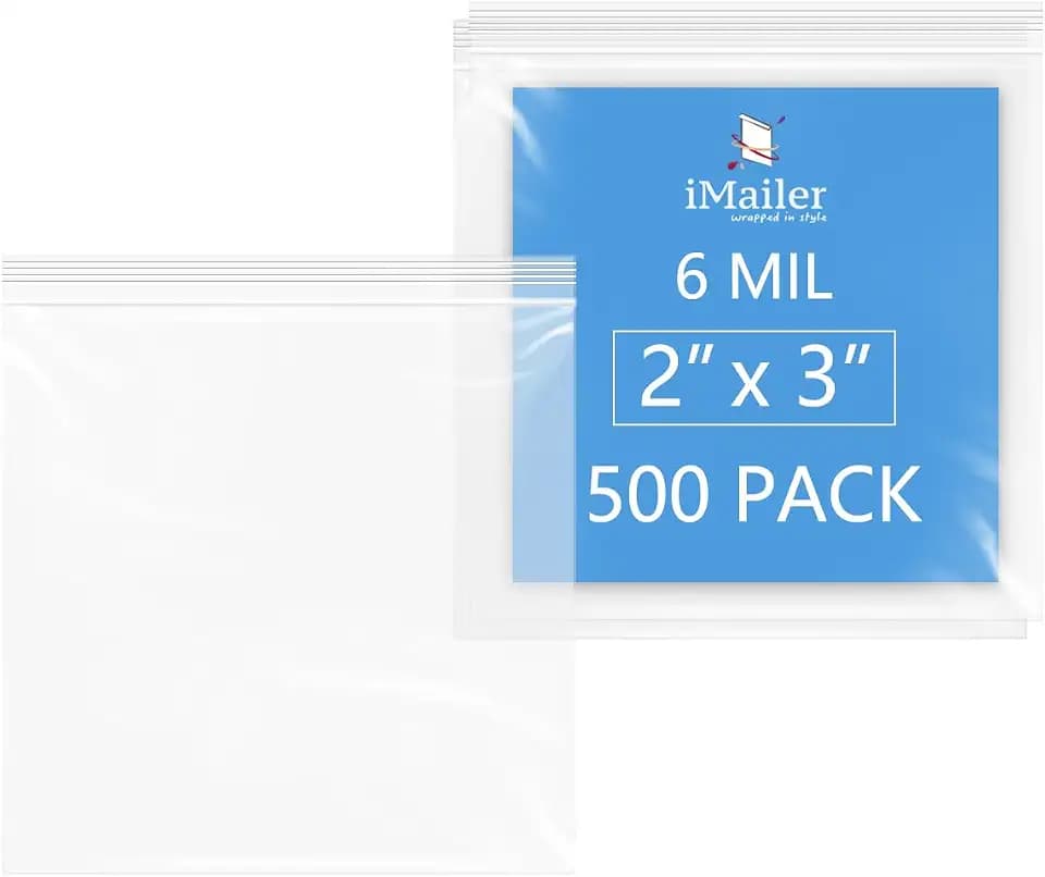 iMailer- 2" x 3" 500 Pack- 6 MIL Heavy Duty Thick Zip Bags