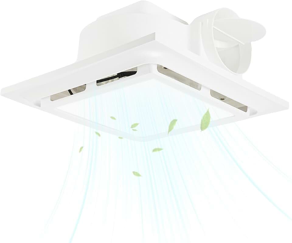 Bathroom Exhaust Fan with LED Light 125 CFM, 9.5" Panel, 0.7 Sone Low Noise,Cutout Size 8"x8",Duct 4 Inch Quiet Bath Ceiling Vent Fan Combo with 6500K 1200LM LED Light, for Bathroom, Laundry, Shower