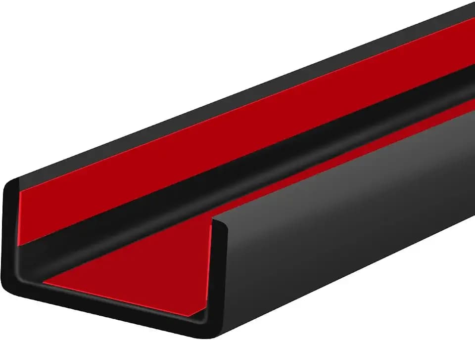 Rubber Edge Trim, 1-1/4 inch (32mm) Wide U Channel Edge Trim, Big Size U Shaped Trim, Self Adhesive Edge Banding for Plywood, Woods, Doors, Shelf, Cabinet, Countertop, Length 20Ft, Black