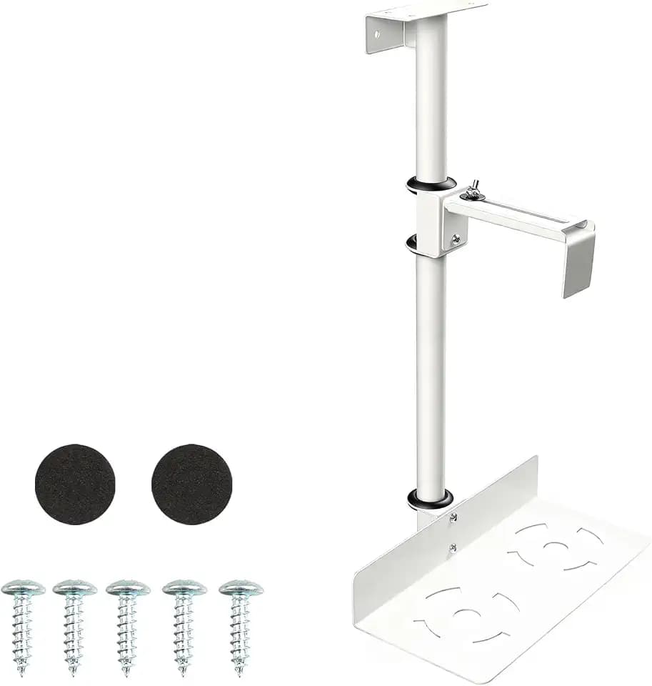 PC Halterung Unter Schreibtisch, Heavy Duty PC Halterung, Computergehäuse-Halterung bis zu 35 kg Tragfähigkeit, 360° Drehbar, Höhe Verstellbare 5-53 cm für meisten Computergehäuse (Weiß)