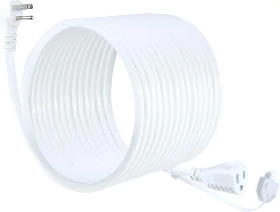 25FT 16Gauge White Outdoor Extension Cord - 90Degree Flat Plug Outdoor 3 Prong Extension Cord, Single SJTW Extension Cord,125V 13V 1625W Weatherproof Flexible Yard Extension Cord for Christmas Light
