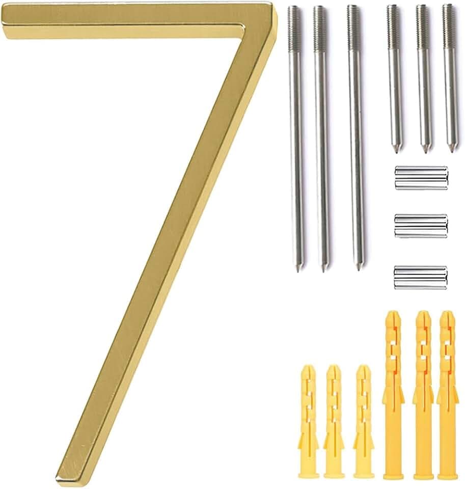 5’’ Floating House Number Modern House Numbers- zinc alloy Home Address Number with Exquisite Drawing Process-gold-Number 7