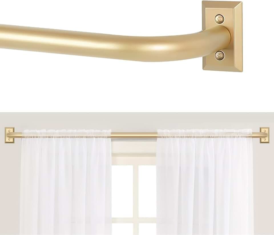 TANGWIN Wrap Around Blackout Curtain Rods,1" Heavy Duty Adjust 66-120",Gold