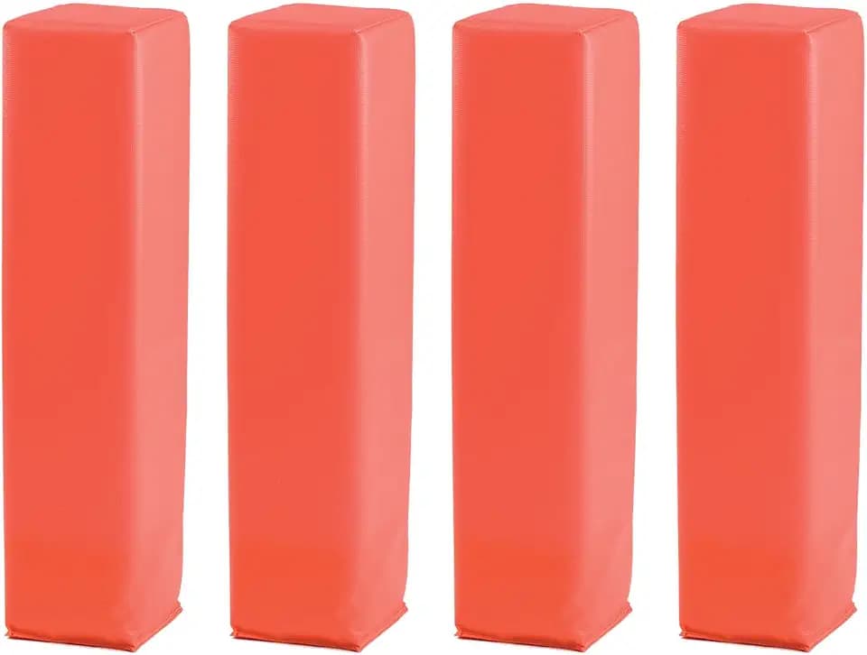 Champion Sports Football Field Pylon Set of 4 Hi Vis Orange 4"x18" Markers-Durable Vinyl/Nylon & Poly Foam Core-Weighted Base