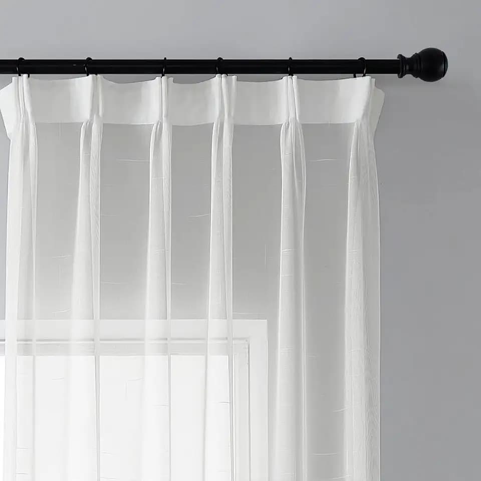 White Sheer Curtains & Drapes 102 Inches Long Pinch Pleat Floor to Ceiling