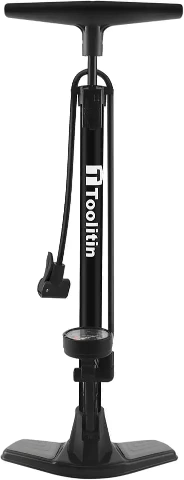 TOOLITIN Bike Pump with Gauge,160 Psi High Pressure,Floor Bicycle Pump Compatible with Presta and Schrader Valve,Detachable Bike Tire Pump for Road Bike,MTB,Hybrid,Balls