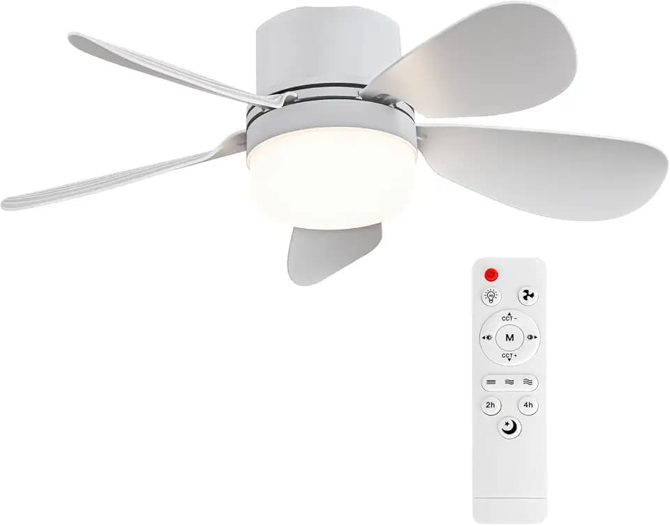 Socket Fan Light with Remote Control, Portable Small Ceiling Fan with Lights for Bedroom, Kitchen, Living Room, with Dimming Function, 1000 Lumens, Screws into E26/E27, 16.54 Inches Diameter