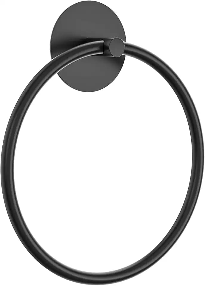 Matte Black Bathroom Towel Ring - SUS304 Stainless Steel Bathroom Towel Rack, Susswiff Adhesive Wall Mounted Hand Towels Holder, Towel Hanger for Bathroom Organizer, Kitchen Storage