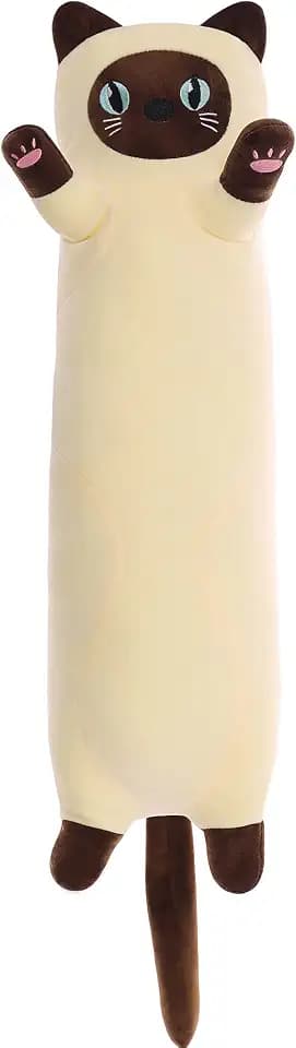 Siamese Cat Long Plush Body Pillow 43.3 inches – Cute Soft Stuffed Animal Toy 3.6 ft, Kawaii Kitten Plushie for Kids and Girlfriend