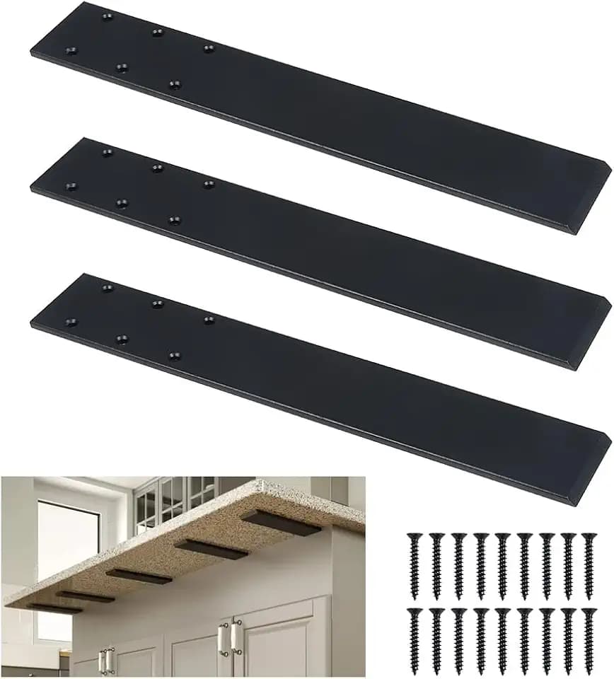 LCGP Countertop Support Brackets,3 Piece 12" Solid Heavy Duty Steel Concealed Kitchen Island Countertop Brackets for Granite,Quartz,Marble,Artificial Stone,Concrete and Laminate Countertop DIY Project
