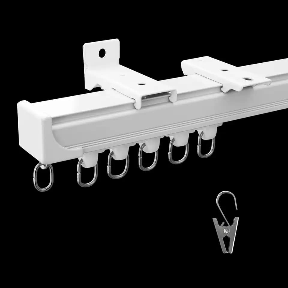 MaKefeile Ceiling Curtain Track,Curtain Track Wall Mounted,Ceiling Mount Rail Room Divider Tracks Extra Long Curtains Rod for Living Room Bedroom Patio Sliding Door Curtains with Clips,White 9ft