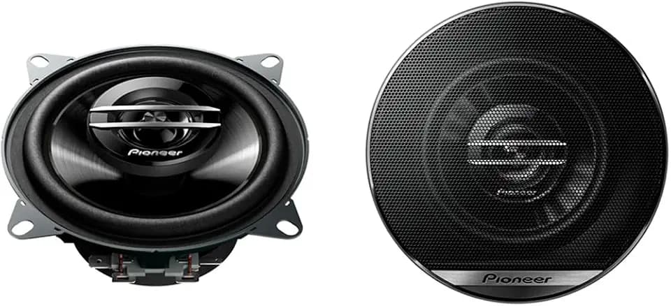 PIONEER TS-G1020F 10 cm 2-Weg-Koaxiallautsprecher Set mit 2 Lautsprechern (je 210 W max., 30 W Sinus), kraftvoller Klang, hoher Wirkungsgrad, 43 mm Einbautiefe, 106 mm Einbauausschnitt, mit Gitter
