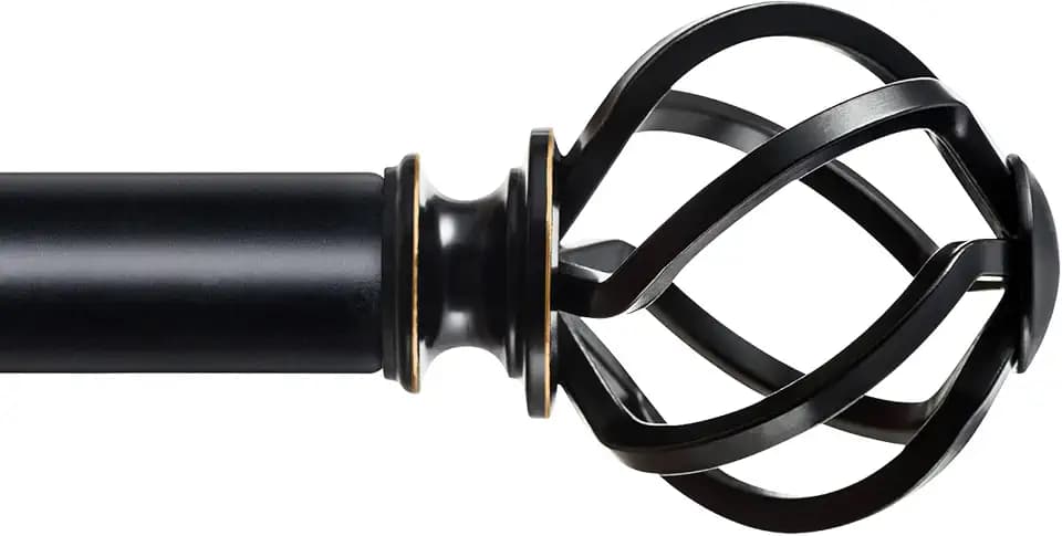 KAMANINA 1 Inch Extra Long Curtain Rods for Windows 120 to 170 Inch, Black