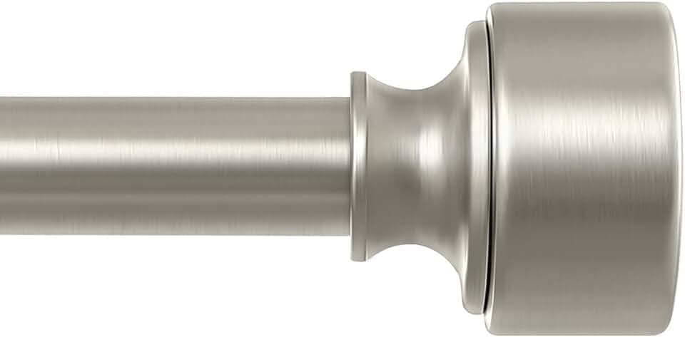 HEI! DEAR Brushed Nickel Curtain Rods for Windows 48 to 84 Inch, 1" Diameter Heavy Duty Adjustable Curtain Rod, Decorative Telescopic Window Treatment Rods for Bedroom Living Room Kitchen
