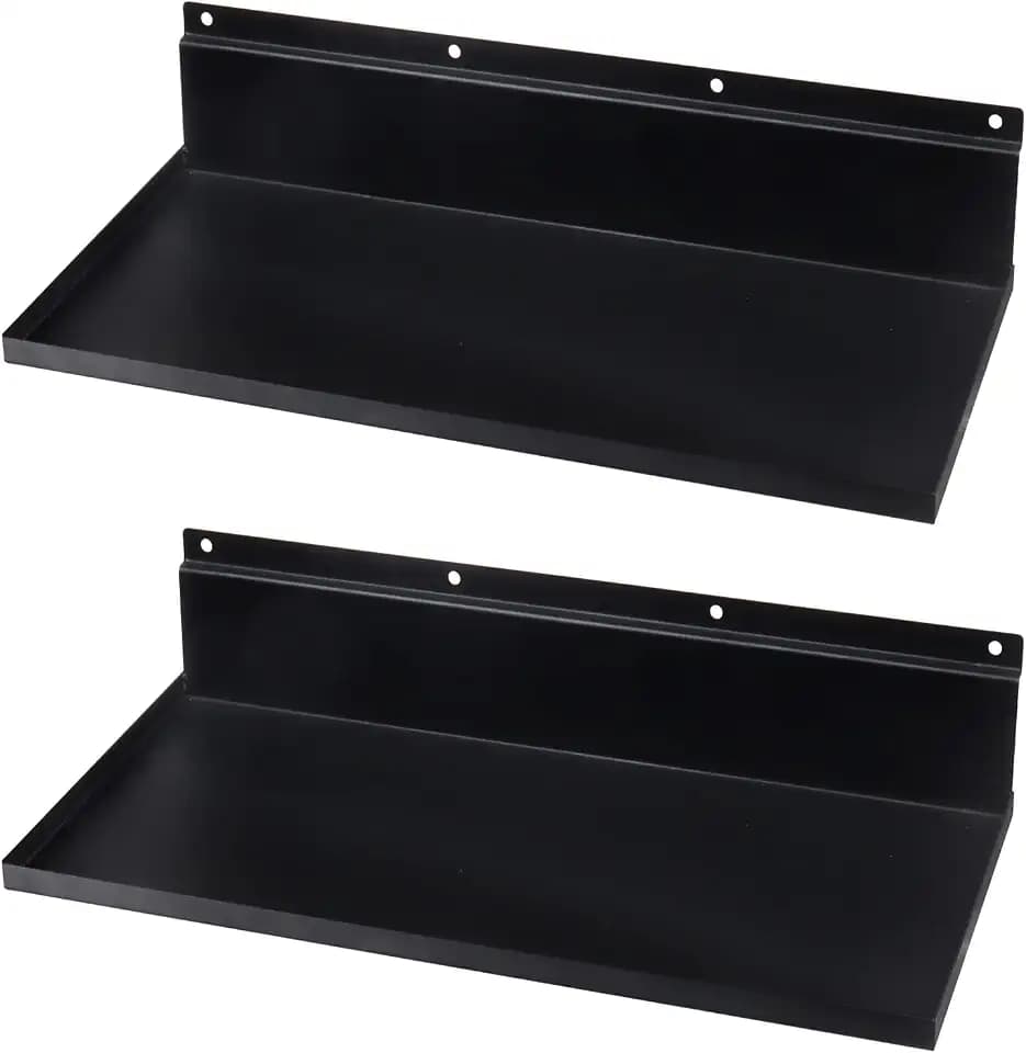 2 Pack 17×8 Inch Metal Slatwall Shelves, Black