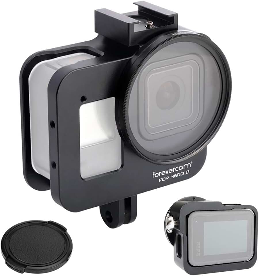 Forevercam Aluminium-Schutzhülle für GoPro Hero8 Black Action-Kamera, ohne Rückabdeckung, 2019 Hero 8 schwarzer Käfig-Zubehör für Aktionsfotografie, Outdoor-Aktivitäten, Sport