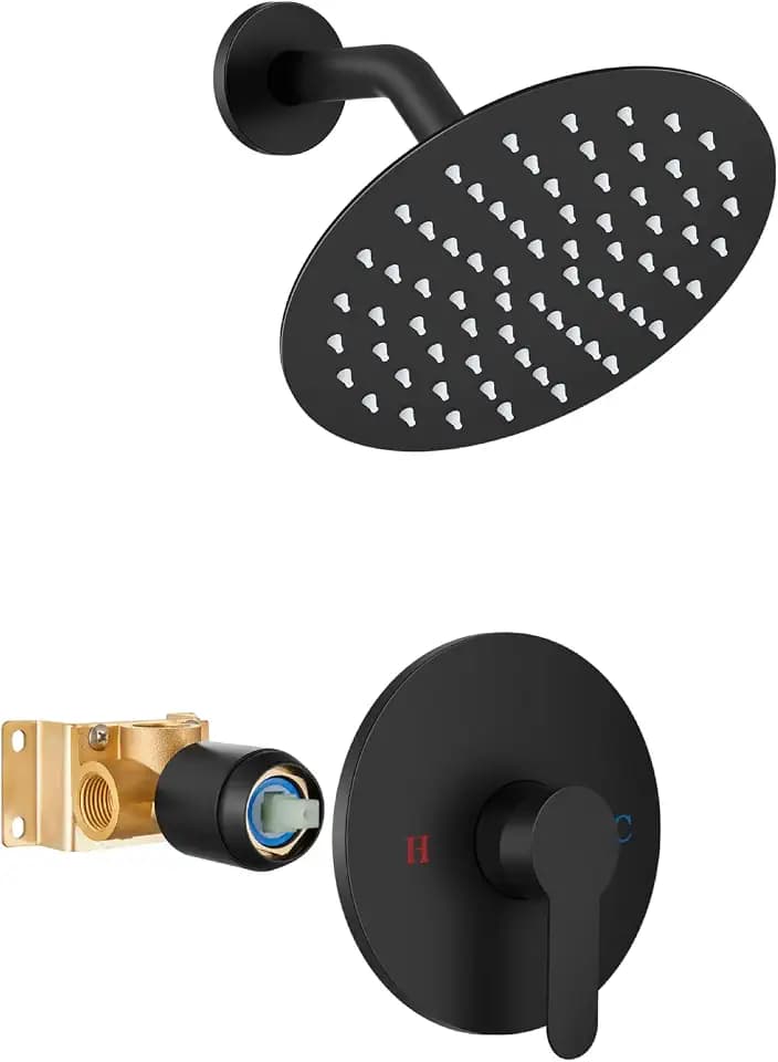 Airuida 8 Inch Matte Black Shower Faucet Set,Shower Valve Kit