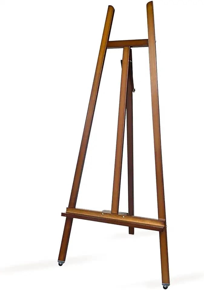 A-Frame Wooden Display Easel, Lyre Beechwood Studio Easel Stand, Brown