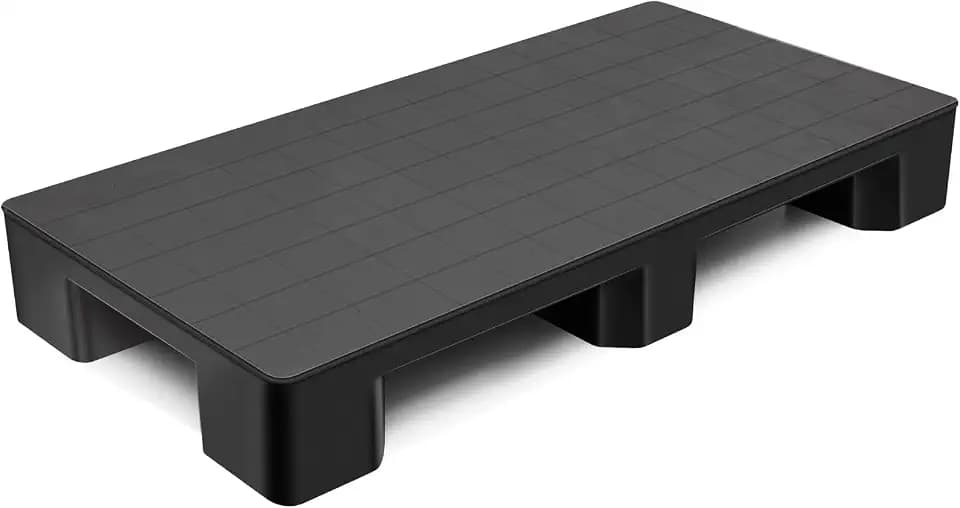 Vercraft 1 Pcs Plastic Pallet for Basement Storage Easy Stack Lightweight Floor Pallet Display Flooring Room Supermarket Christmas, Support up to 2000 Lbs (40'' L X 20'' W X 5.5'' H,Black)