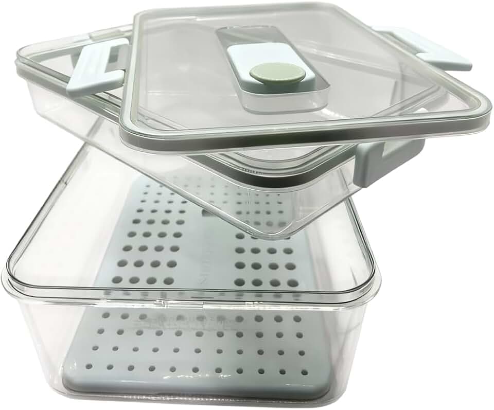 Kitchen Storage - Airtight Bread Keeper And Bakery Storage - Plastic Containers With Lids For Food - Pantry Organizers And Storage For Home And Kitchen - Color: Transparent Green Edge
