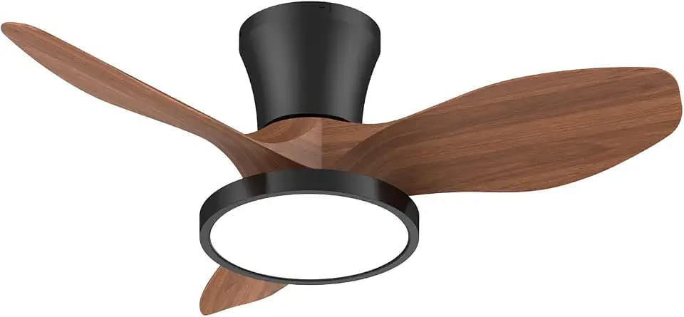 ocioc 32 Inch small Walnut Ceiling Fans with Lights and Remote Control