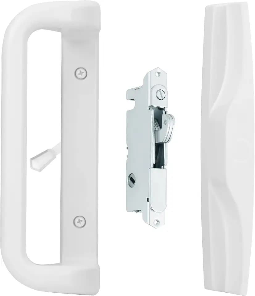 House Guard Sliding Patio Door Handle Set, Mortise Lock, 3-15/16", White
